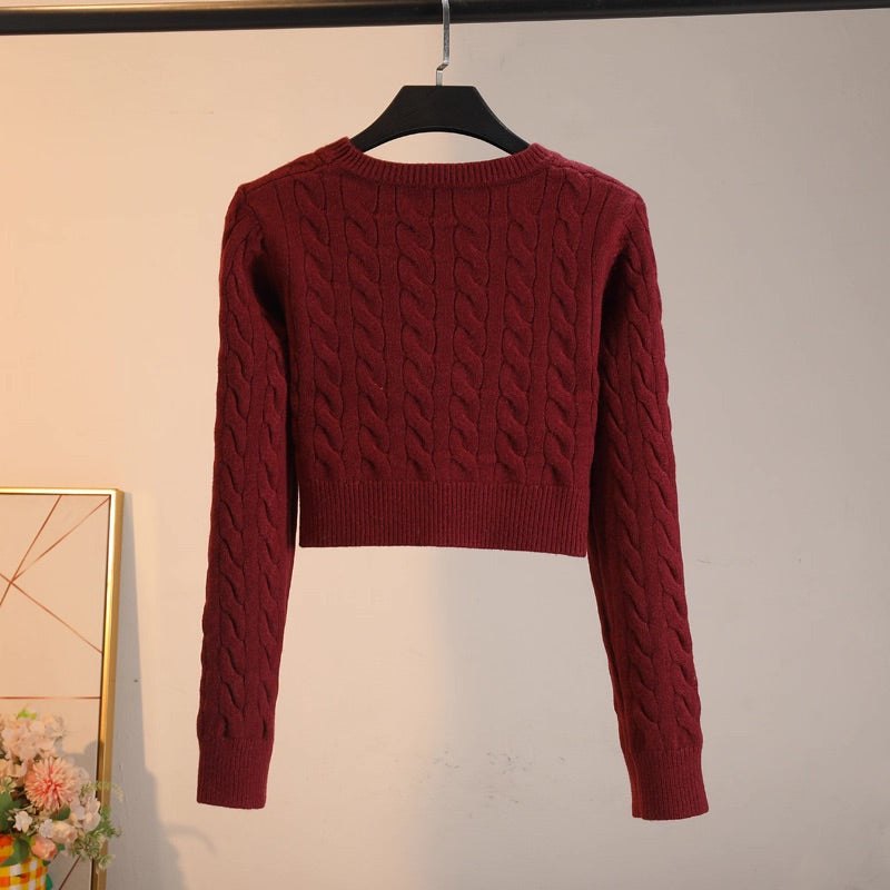 Beige Twist Patterrn Knitted Sweater