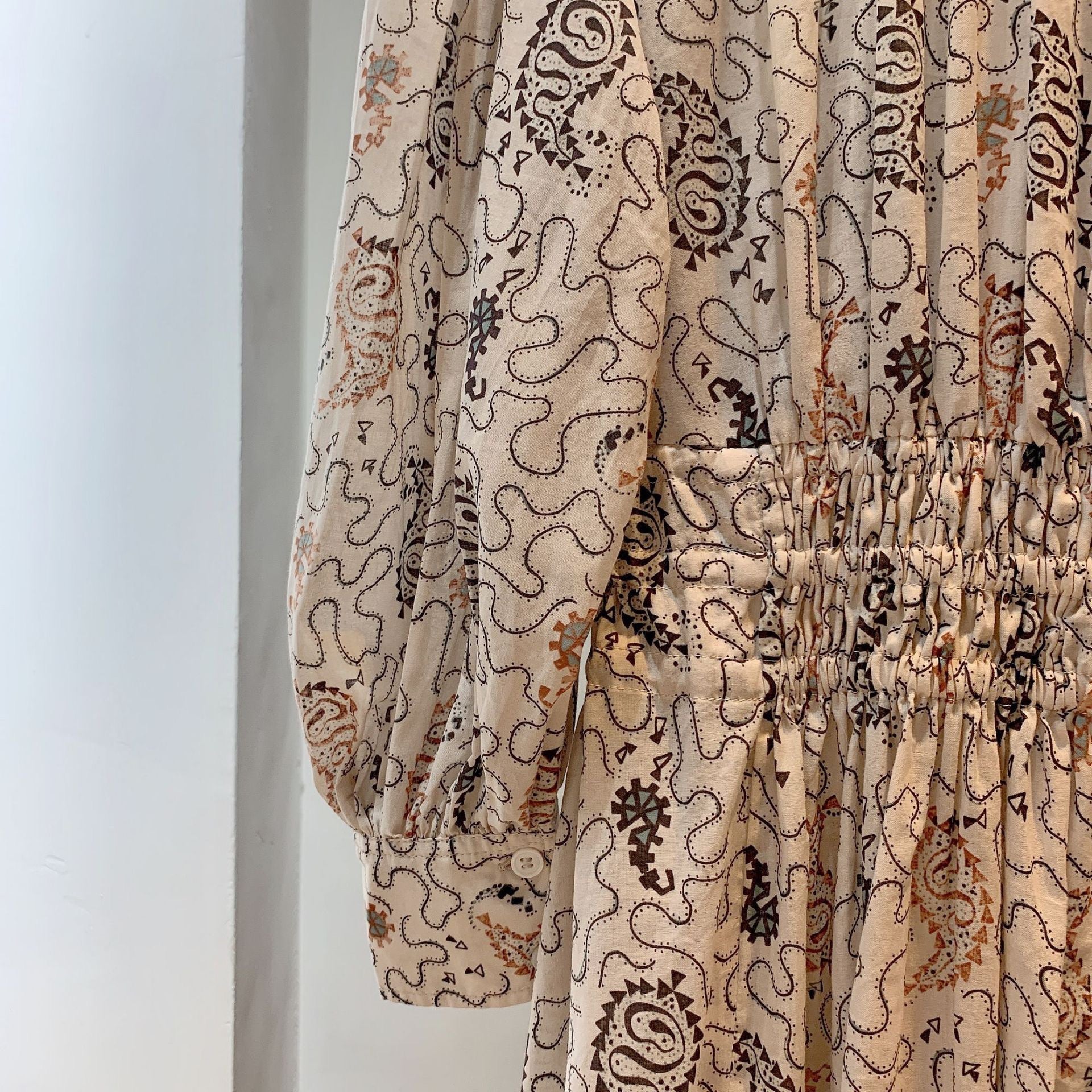 Beige Vintage Pattern Dress