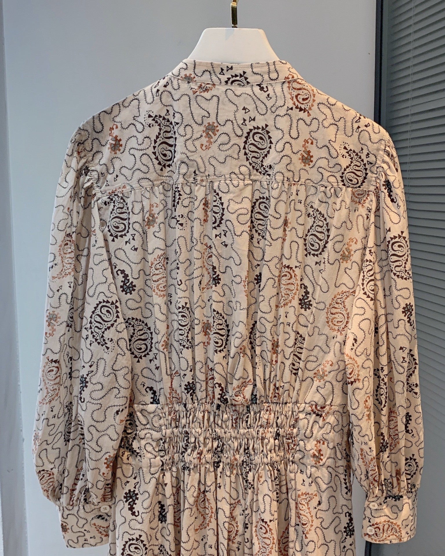 Beige Vintage Pattern Dress