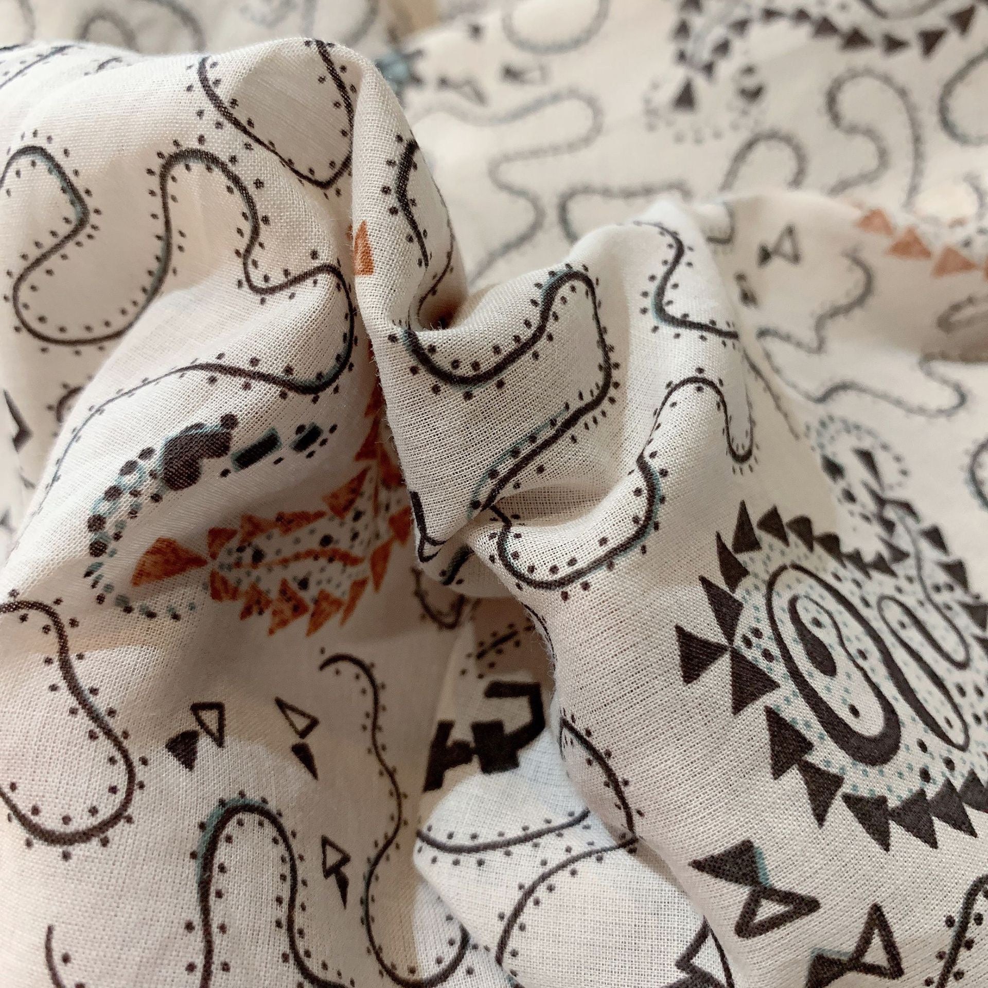 Beige Vintage Pattern Dress