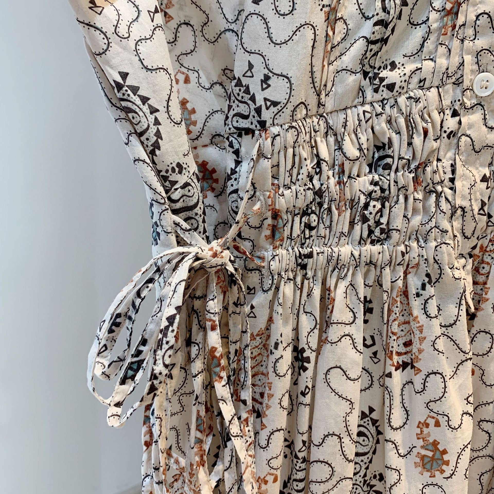 Beige Vintage Pattern Dress