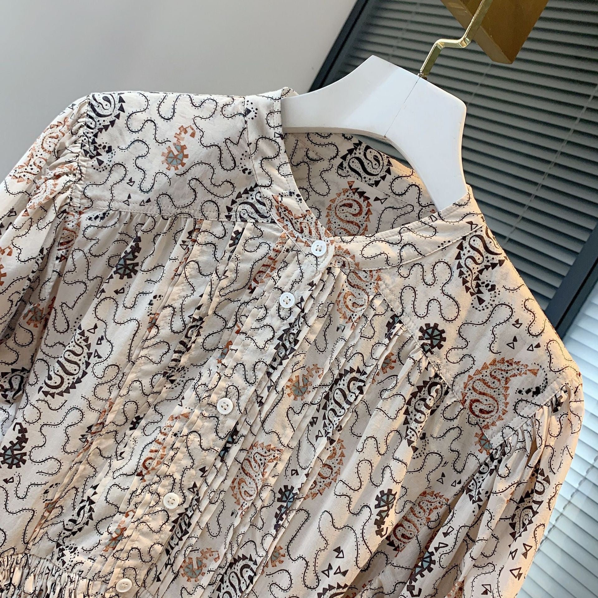 Beige Vintage Pattern Dress