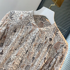 Beige Vintage Pattern Dress