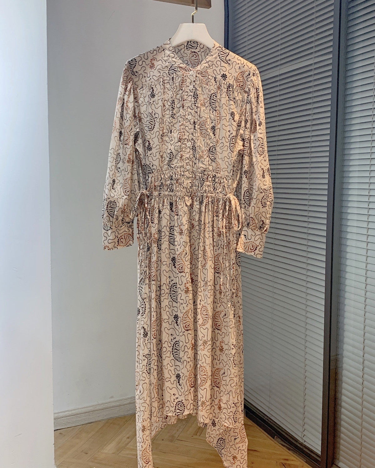 Beige Vintage Pattern Dress