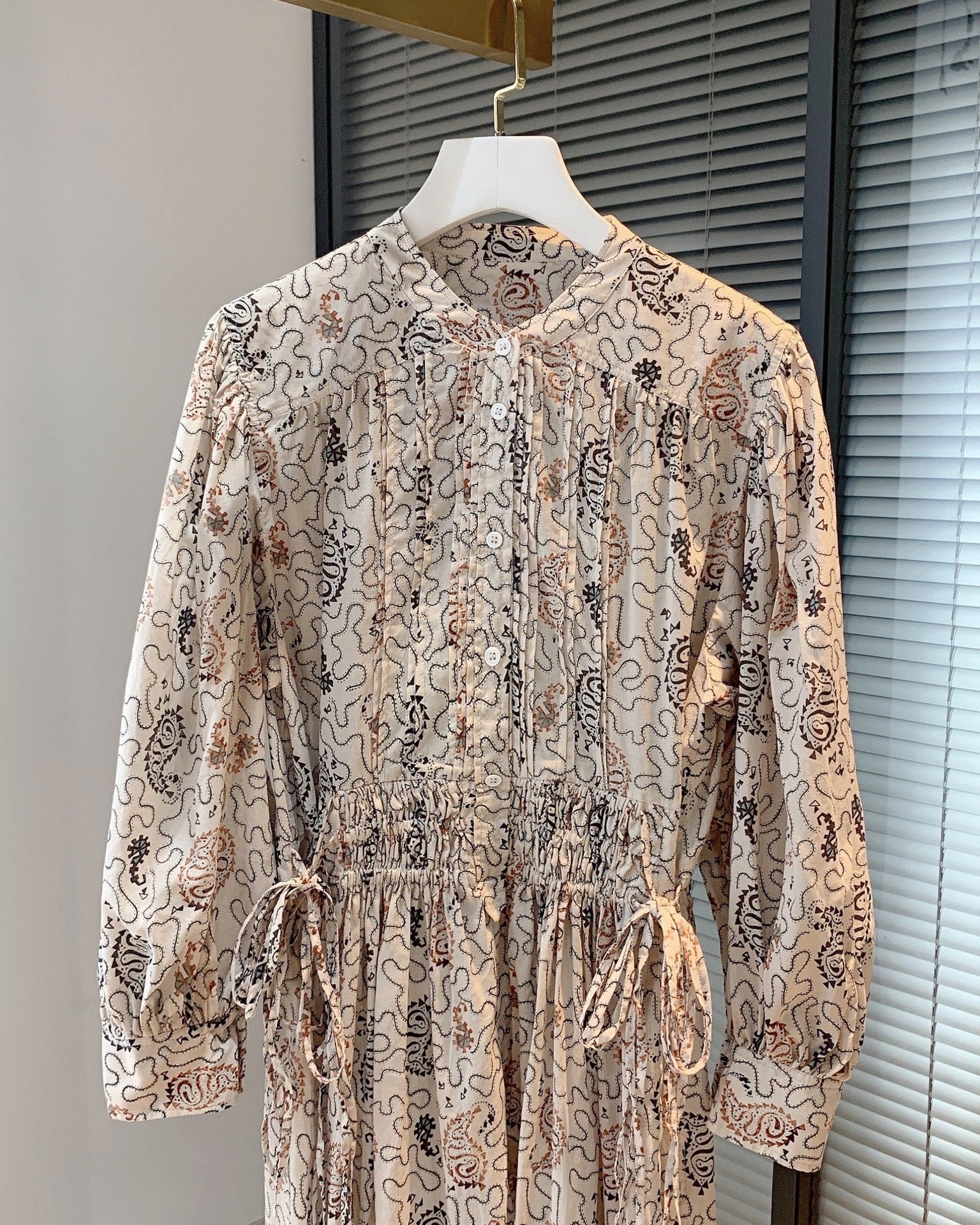 Beige Vintage Pattern Dress
