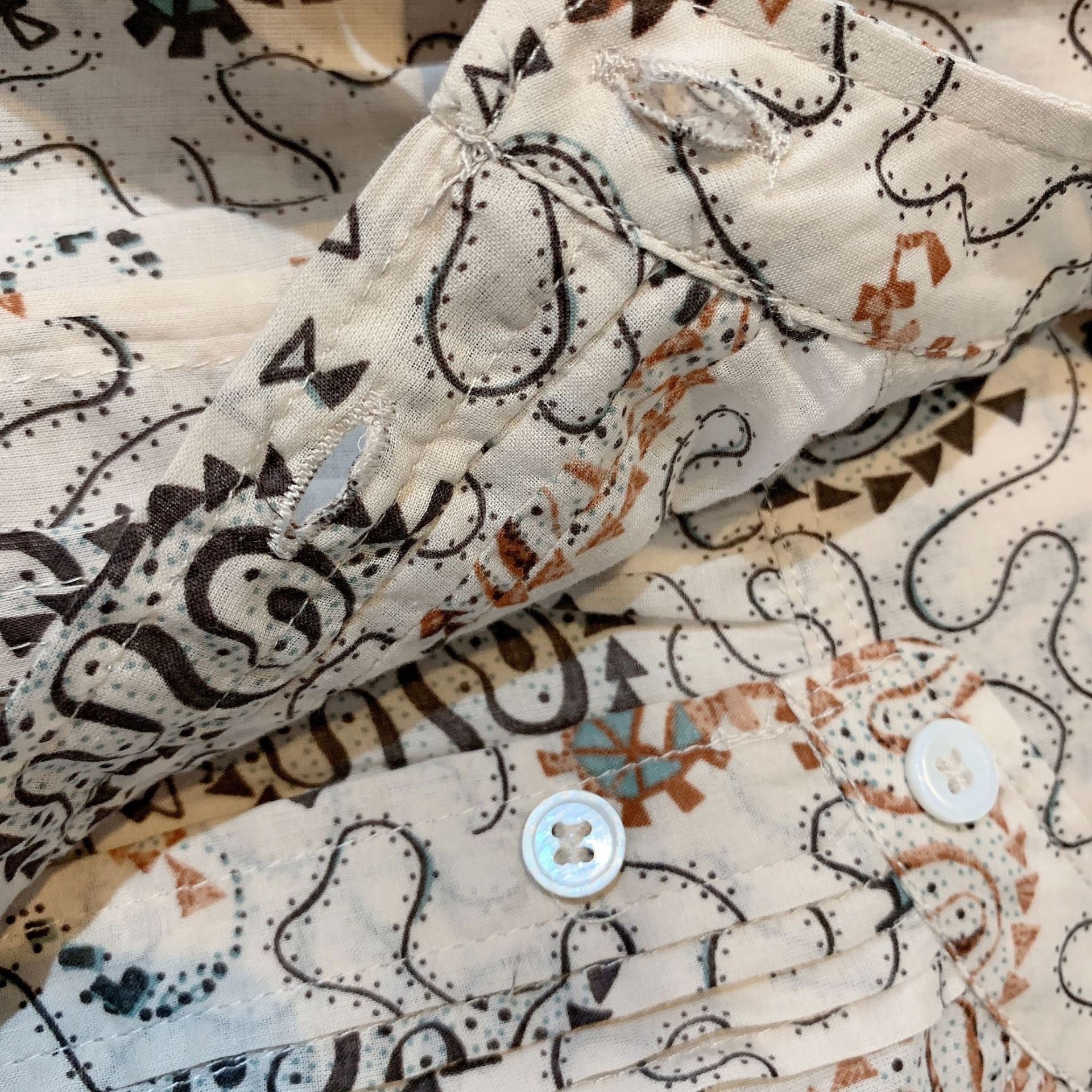 Beige Vintage Pattern Dress