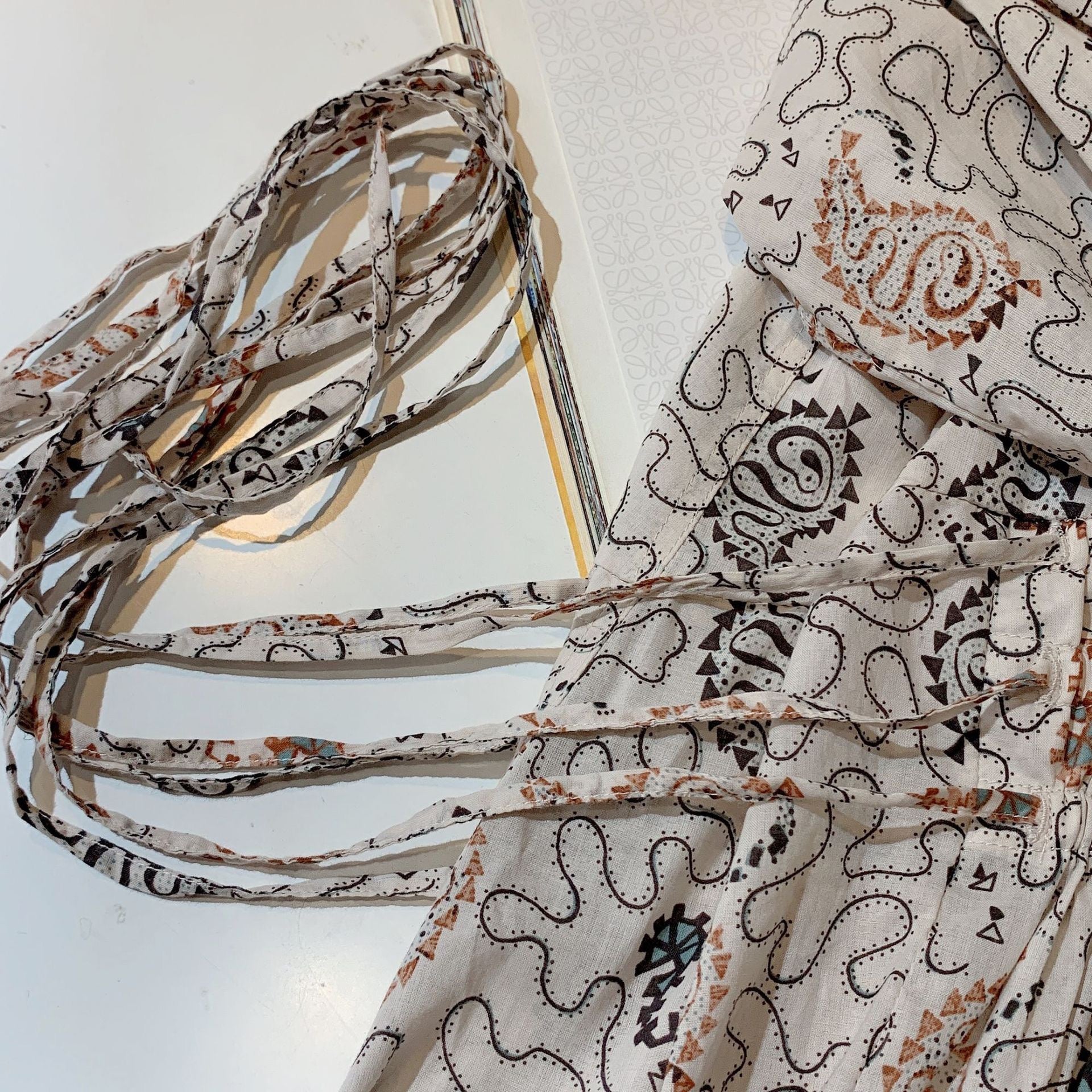 Beige Vintage Pattern Dress