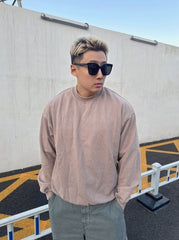 Beige Vintage-Wash Drop-Shoulder Sweatshirt