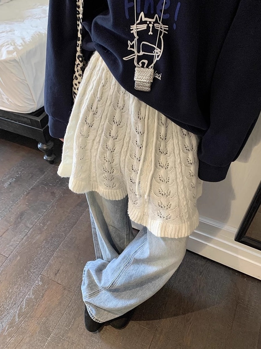 Beige Warm Knitted Skirt
