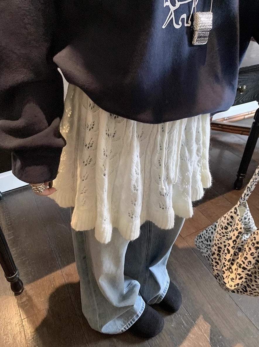 Beige Warm Knitted Skirt