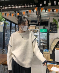 Beige Warm Sweater With Black Linings