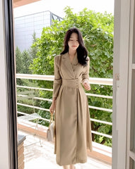 Beige Wrap Suit Dress