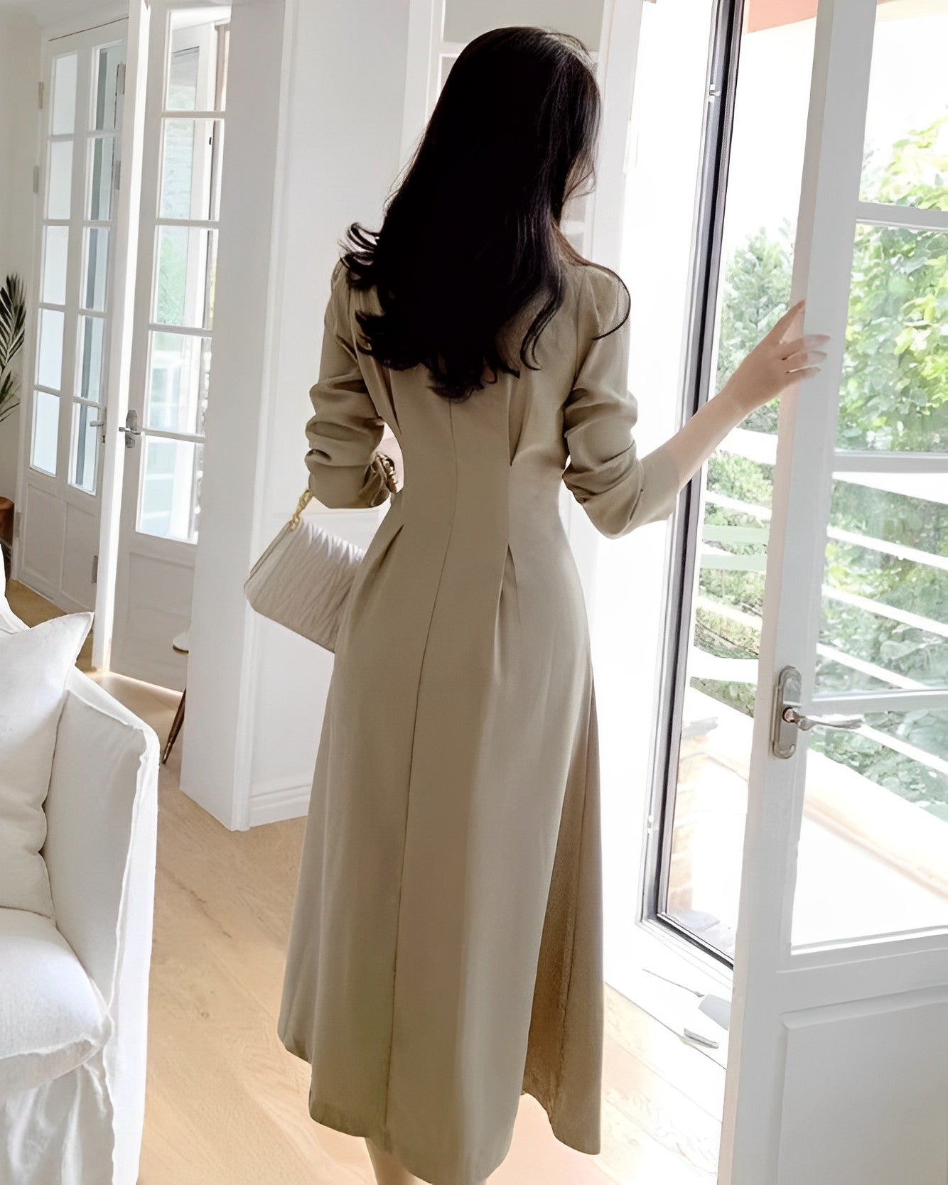 Beige Wrap Suit Dress