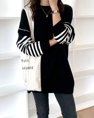 Black Stripe Stitched Sweater