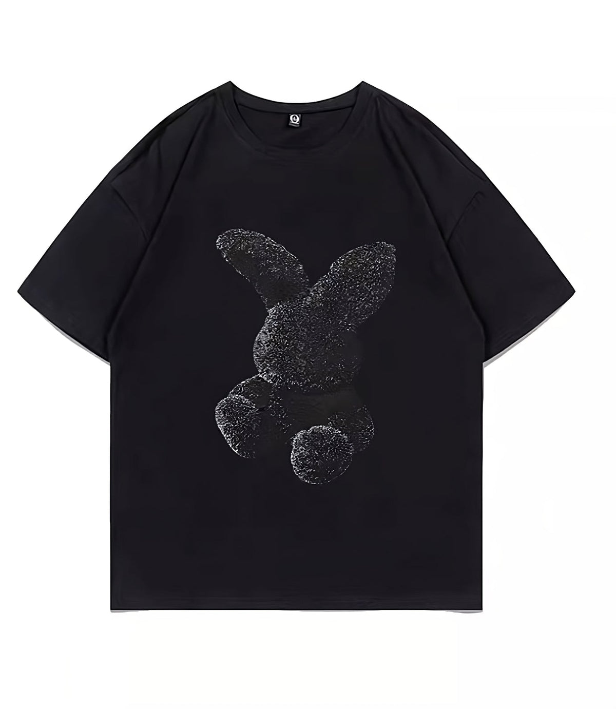 Black Abstract Bunny Print T-Shirt