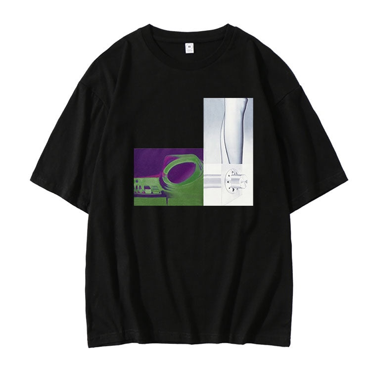 Black Abstract Collage Graphic T-Shirt