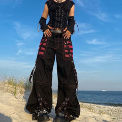 Black And Red Gothic Style Jeans