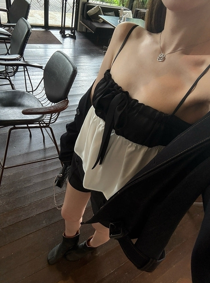 Black And White Bow Sling Top