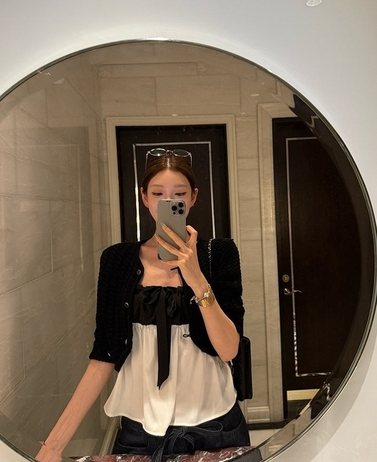 Black And White Bow Sling Top