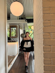 Black And White Bow Sling Top