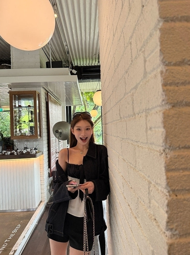 Black And White Bow Sling Top
