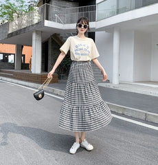 Black And White Checkered Midi Skirt