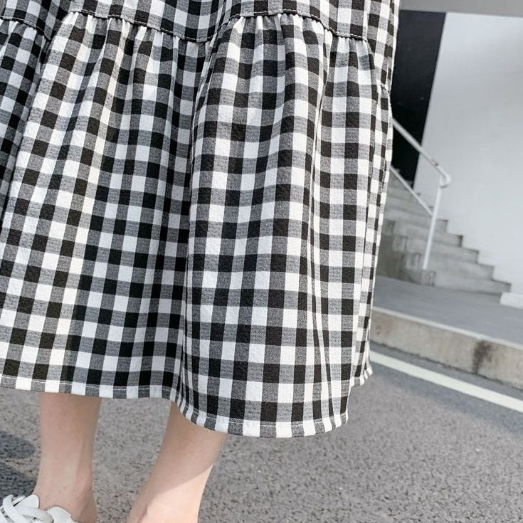 Black And White Checkered Midi Skirt