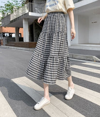 Black And White Checkered Midi Skirt
