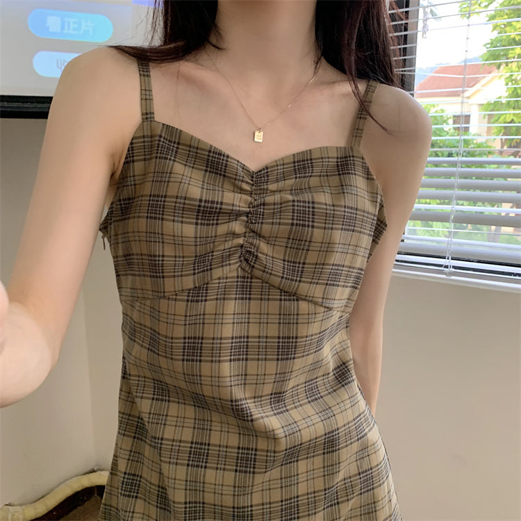 Black And White Checkered Sling Dress