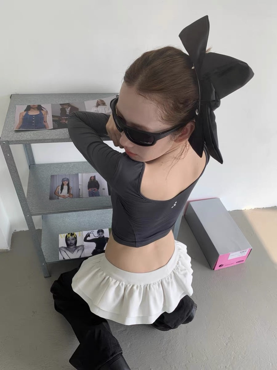 Black And White Overlay Skirt Wide Leg Pants