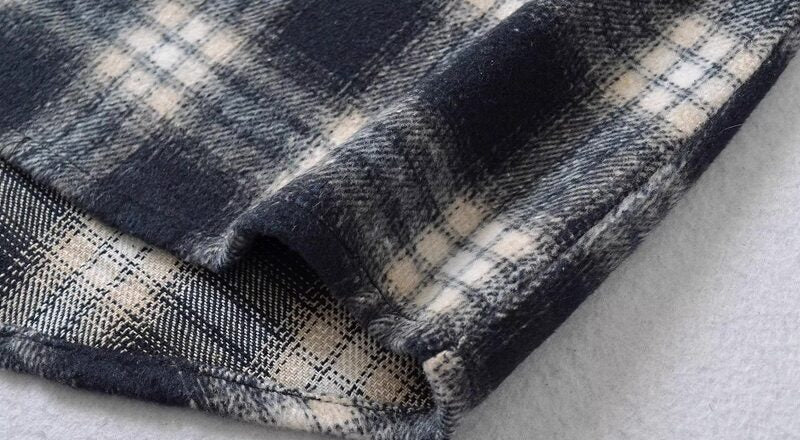 Black And Beige Plaid Hooded Jacket