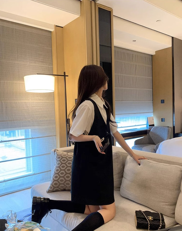 Black And White Shirt And Dress Set
