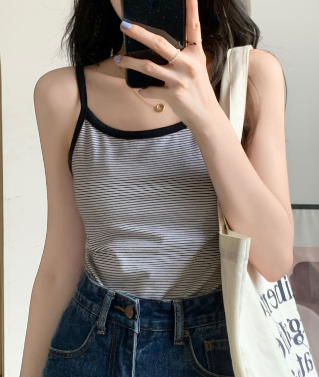 Black And White Striped Sling Top