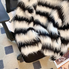 Black And White Stripes Fur Sweater