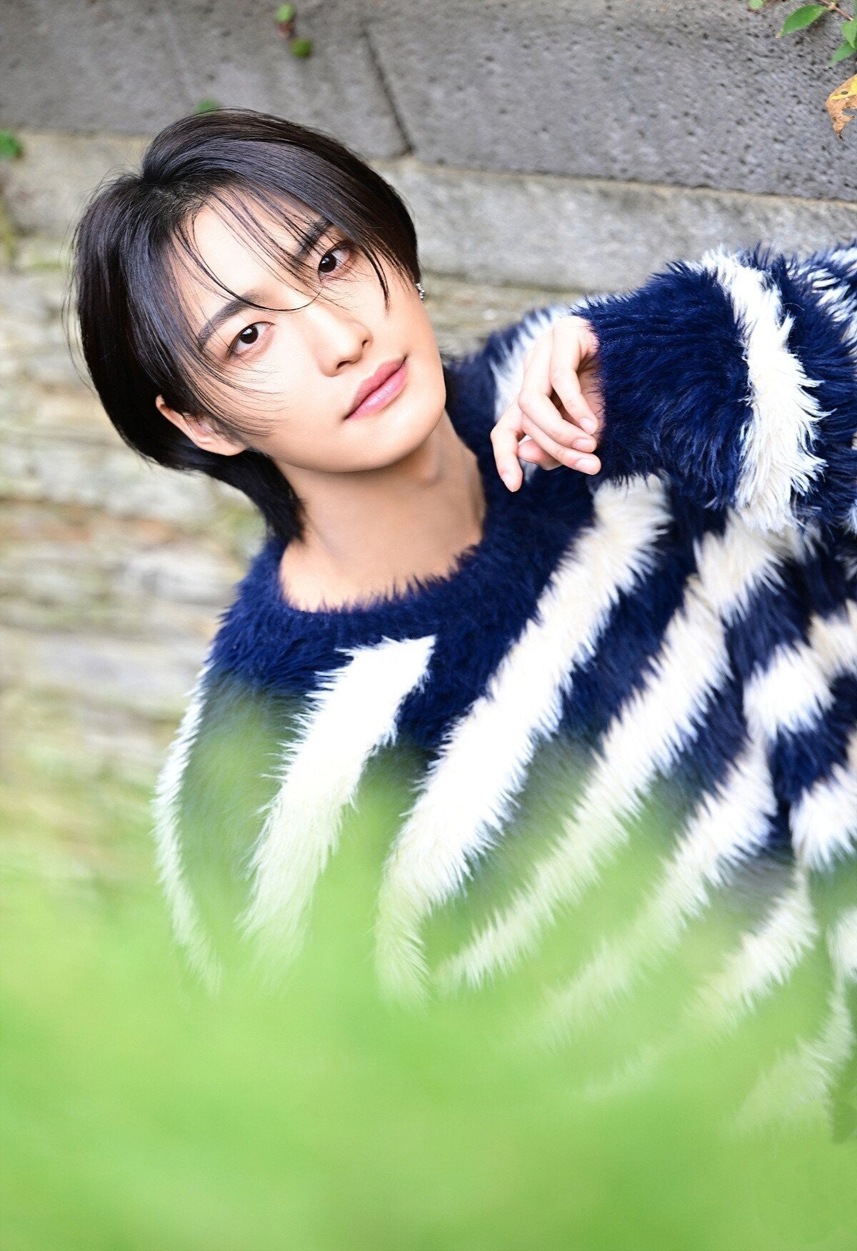 Black And White Stripes Fur Sweater