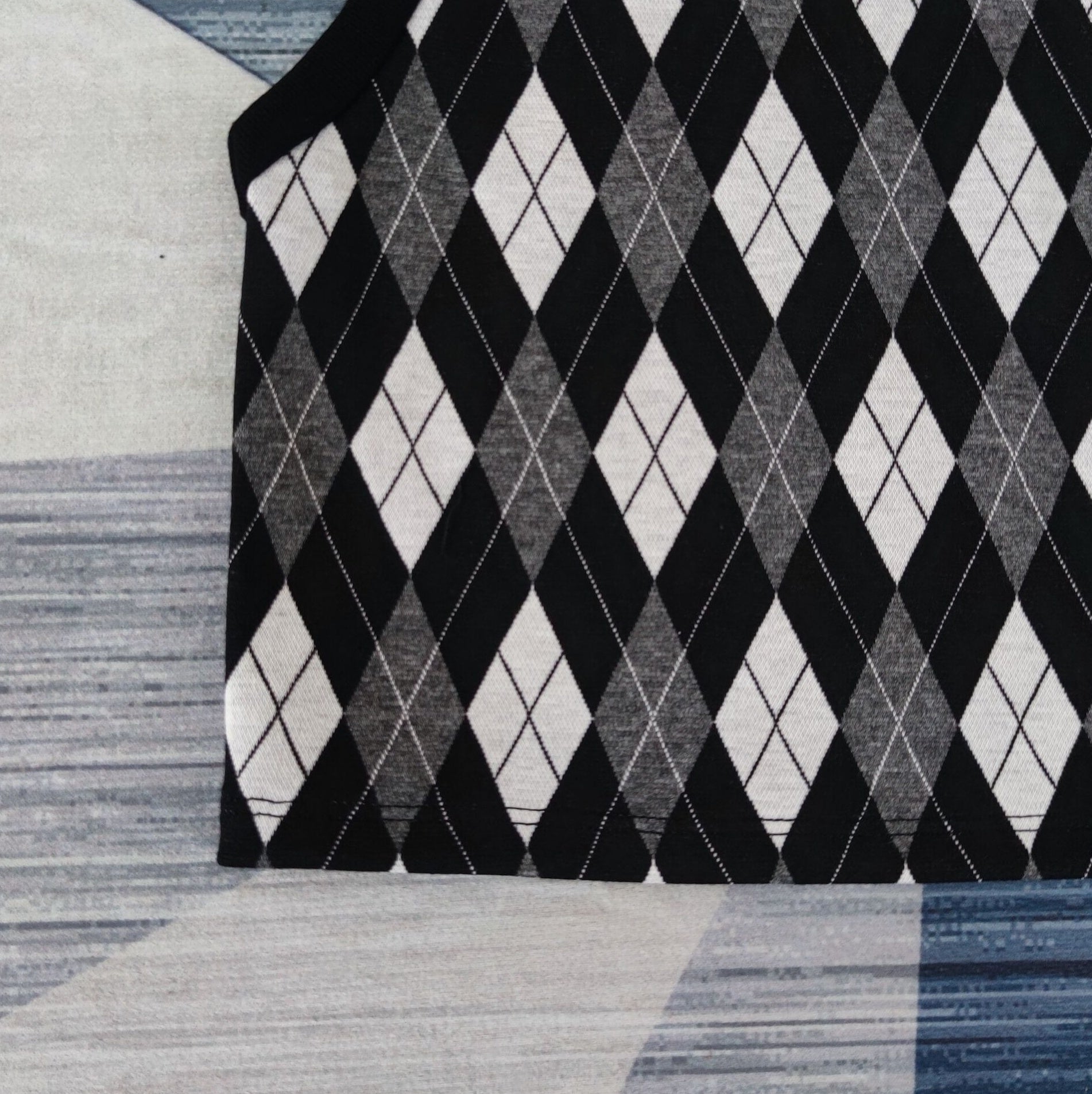 Black Argyle Sleeveless Top