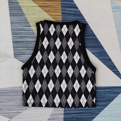 Black Argyle Sleeveless Top