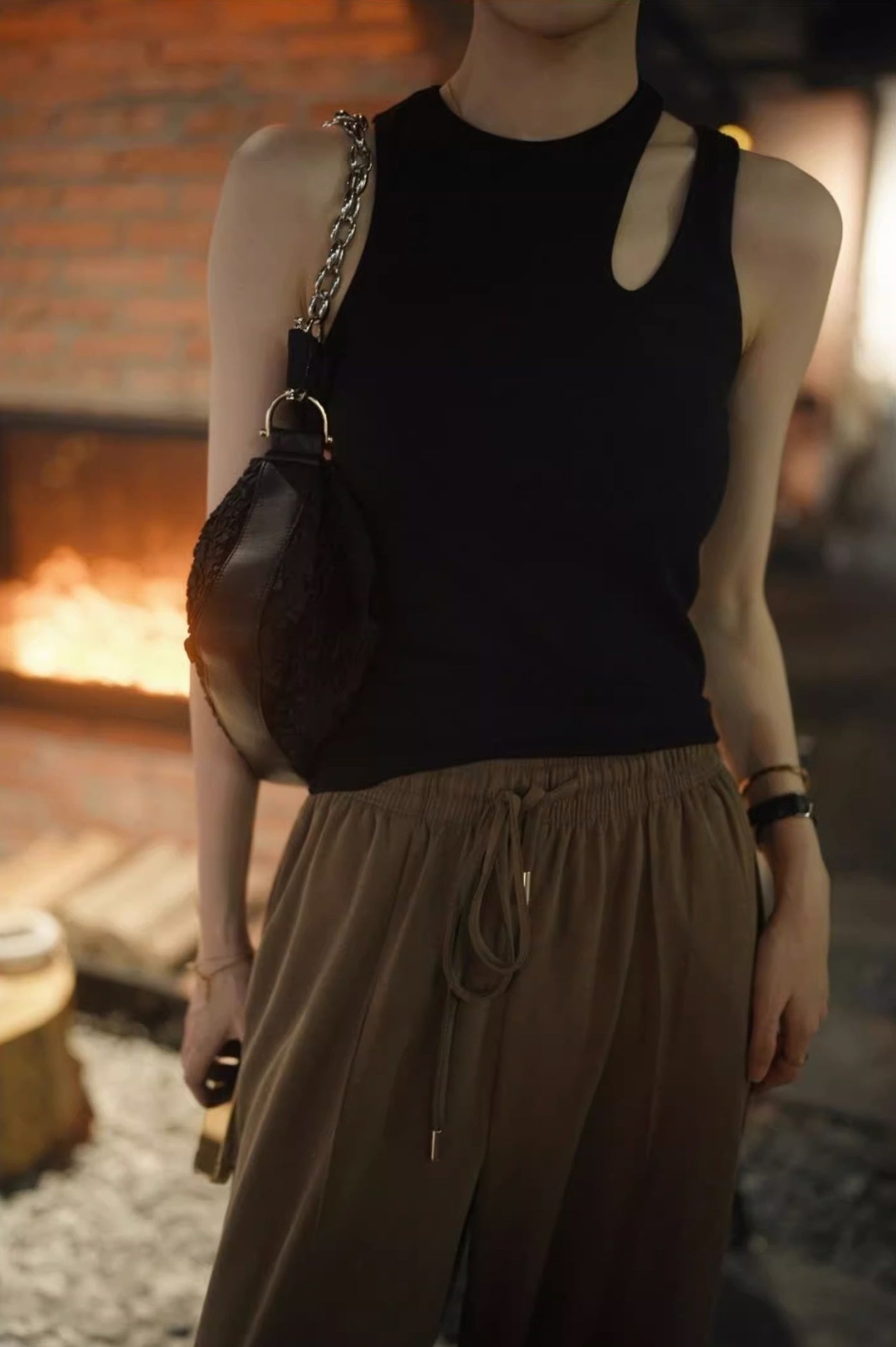 Black Asymmetrical Straps Top