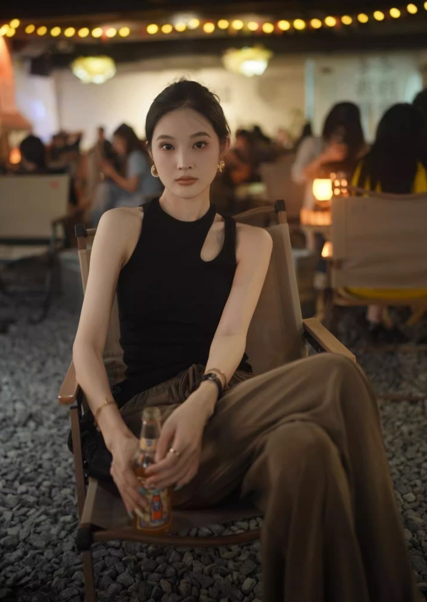 Black Asymmetrical Straps Top