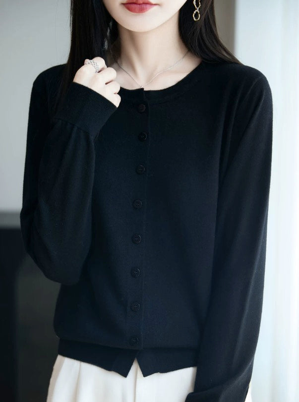 Black Basic Knit Cardigan