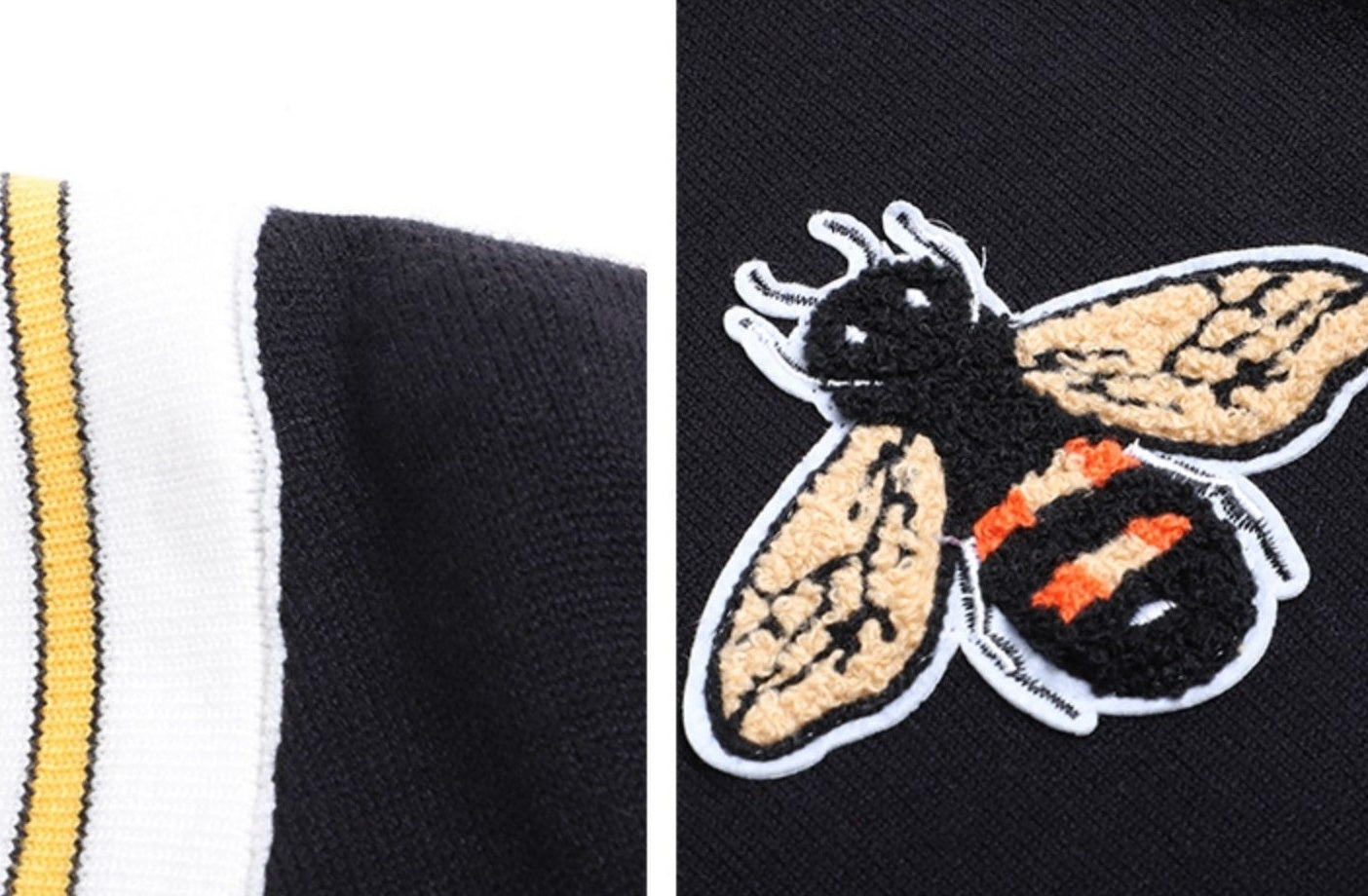 Black Bee Embroidered V-Neck Sweater