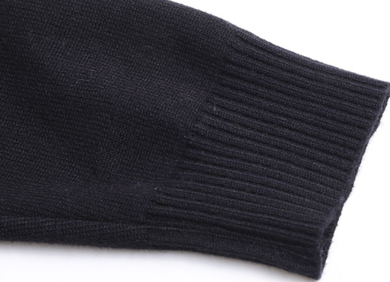 Black Bee Embroidered V-Neck Sweater