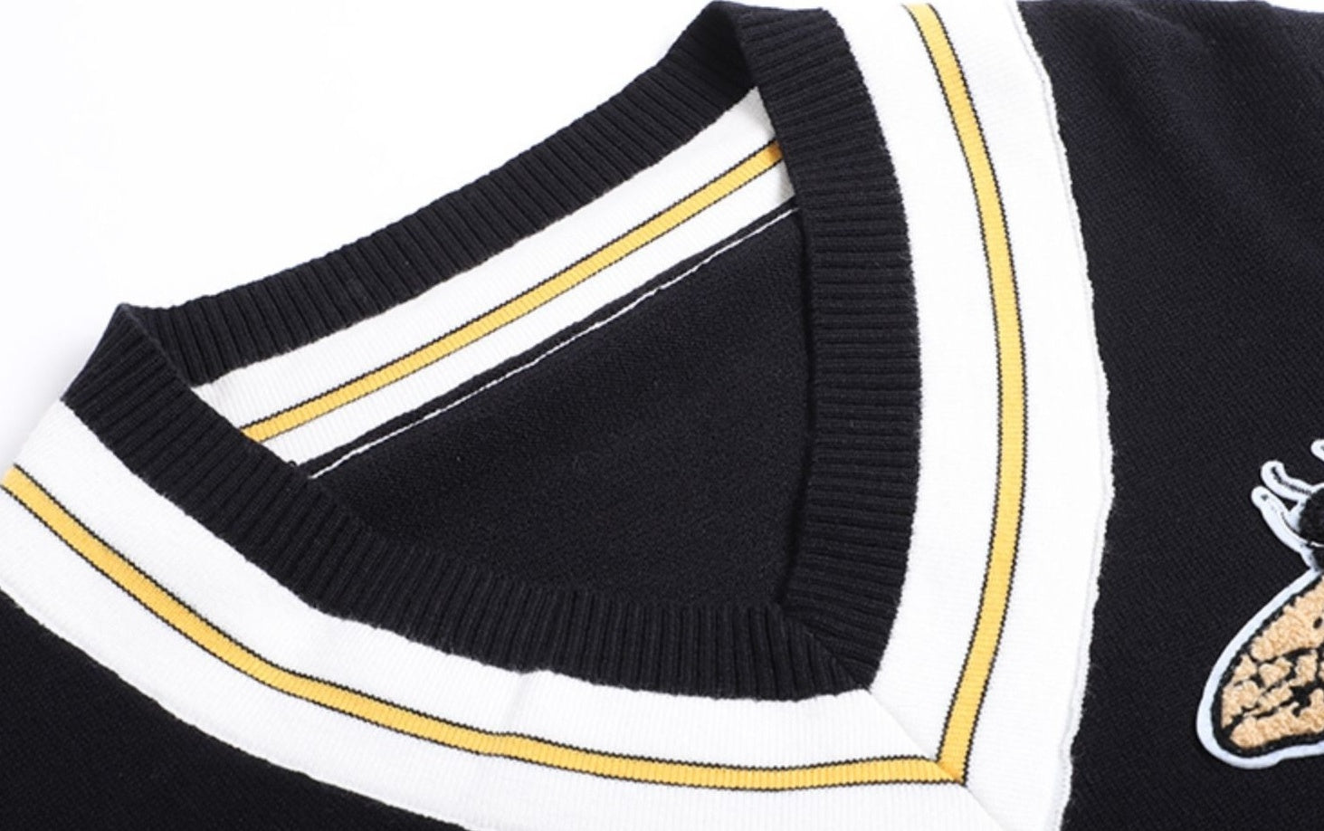 Black Bee Embroidered V-Neck Sweater