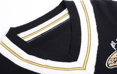Black Bee Embroidered V-Neck Sweater