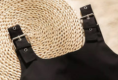 Black Belt Details Crop Top