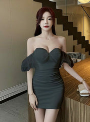 Black Big Bow Off-Shoulder Dress