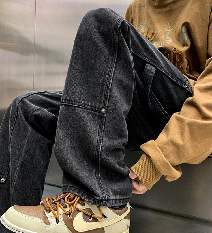 Black Big Patch Jeans