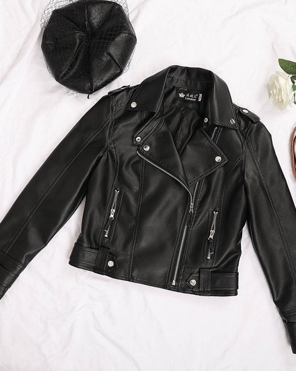 Black Biker Style Leather Jacket