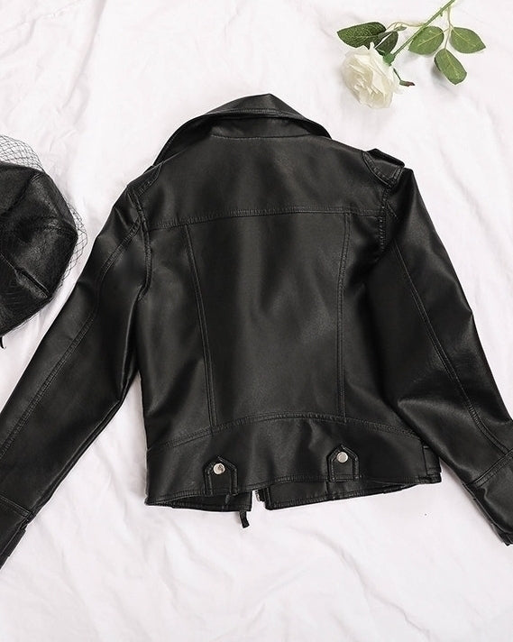Black Biker Style Leather Jacket