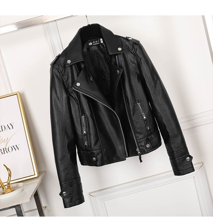 Black Biker Style Leather Jacket